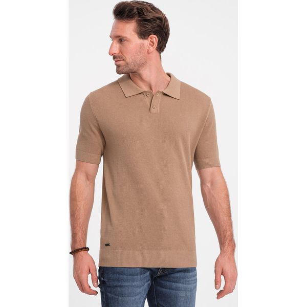 Ombre Clothing T-Shirt Da Uomo Con Colletto Alii Marrone Chiaro Xl-image