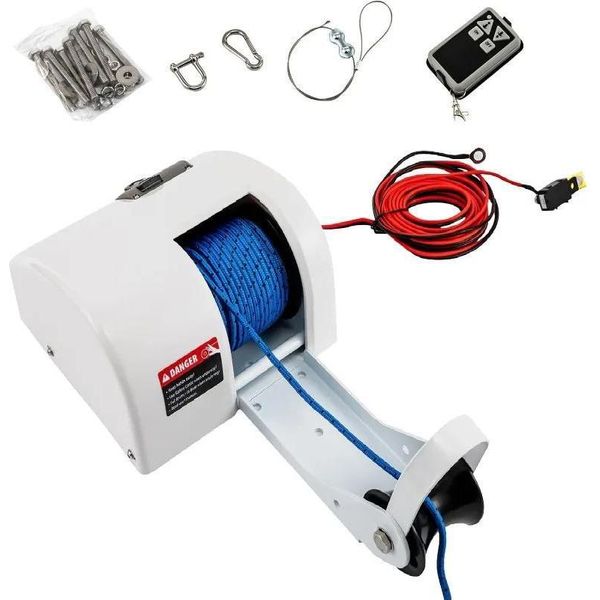 Verricello Elettrico Per Ancora Da Barca, Capacità Di Carico 20 Kg, Telecomando, Bianco-image