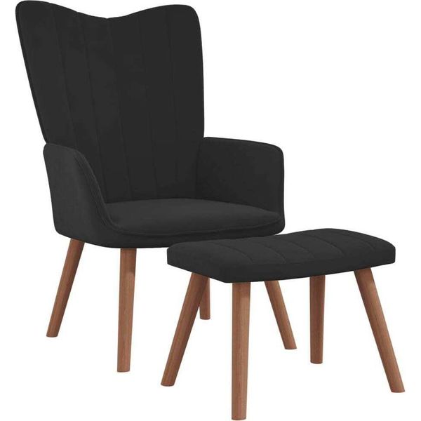 Syfax™ Poltrona Relax Con Poggiapiedi Nero In Velluto-image