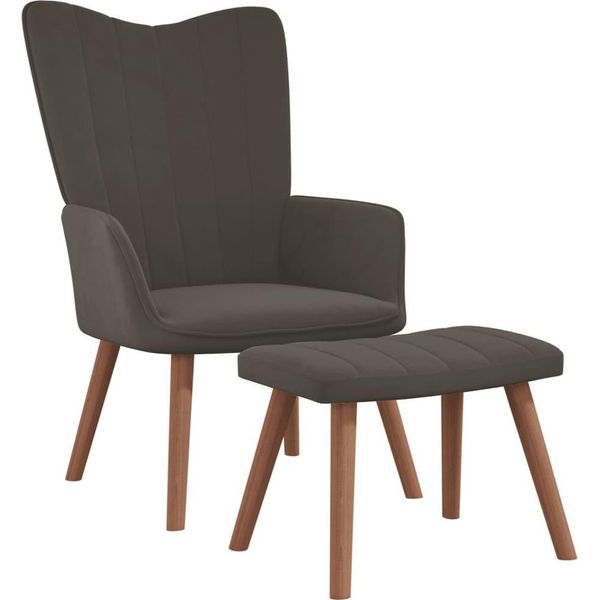 Syfax™ Poltrona Relax Con Poggiapiedi Grigio Scuro In Velluto-image