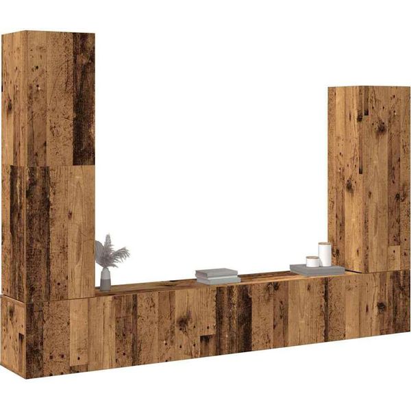 Syfax™ Set Mobile Tv 4 Pz Montato A Parete Legno Antico In Truciolato-image