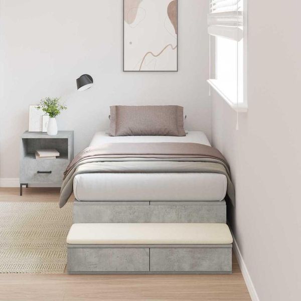 Syfax™ Struttura Letto Con Contenitore Grigio Cemento 90 Cm-image