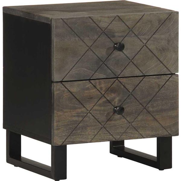 Syfax™ Comodini 2Pz Neri 40X33X46 Cm In Legno Massello Di Mango-image