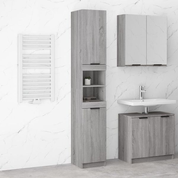 Syfax™ Armadietto Bagno Grigio Sonoma 32X34X188,5 Cm Legno Multistrato-image