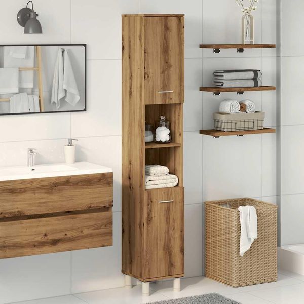 Syfax™ Mobiletto Da Bagno Rovere Artigianale Legno Multistrato-image