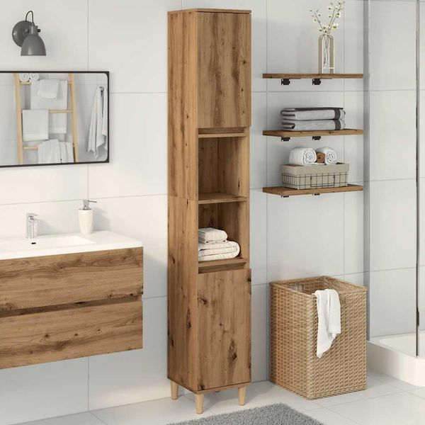 Syfax™ Armadietto Bagno Rovere 30X30X190 Cm Legno Multistrato-image