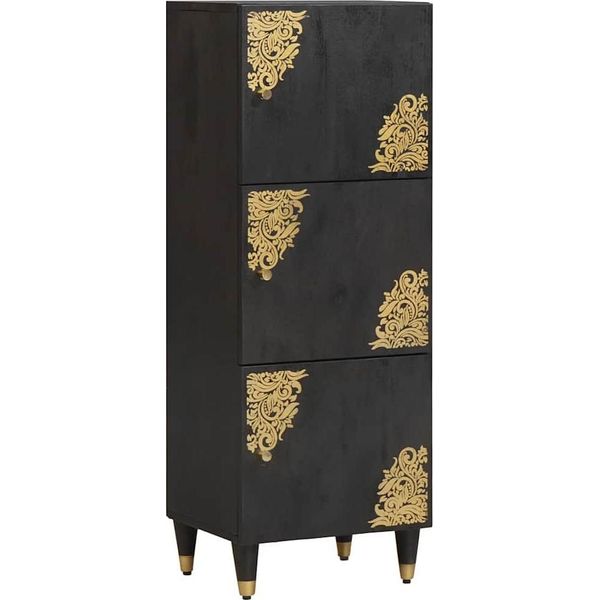 Syfax™ Credenza Nero 40 X 33 X 110 Cm Legno Di Mango Massello-image