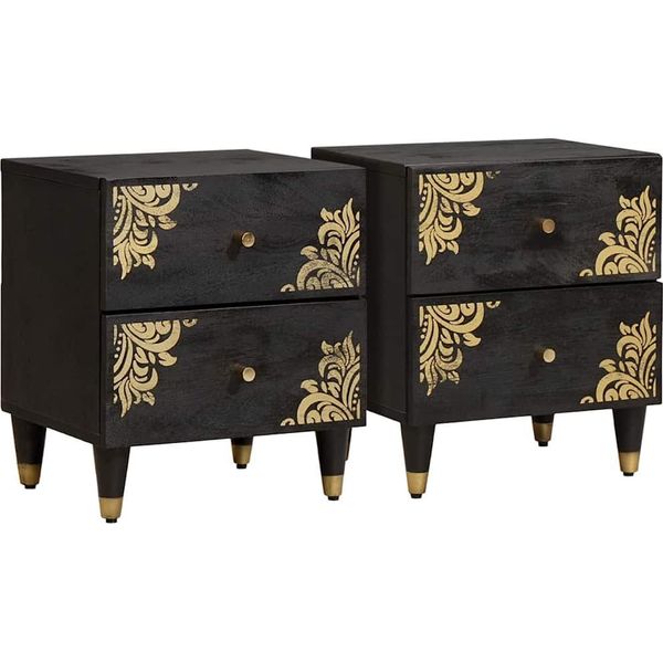 Syfax™ Armadio Da Notte Con Cassetto 2 Pcs Nero 40 X 33 X 46 Cm-image