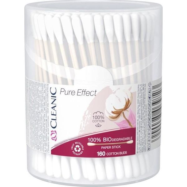 Cleanic Pure Effect Bastoncini Di Cotone - 160 Pezzi - Scatola Rotonda-image