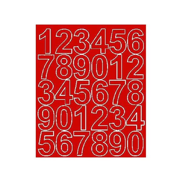 Adesivi Numerati Autoadesivi, 4,5 Cm, Rossi, Opachi-image