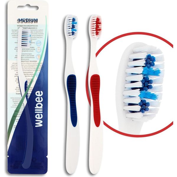 Spazzolino Da Denti Wellbee Per Adulti, Durezza Media (Foglio 4) - Mix Di Colori, 1 Pezzo-image
