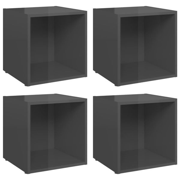Syfax™ Mobili Porta Tv 4Pz Grigio Lucido 37X35X37 Cm Legno Multistrato-image