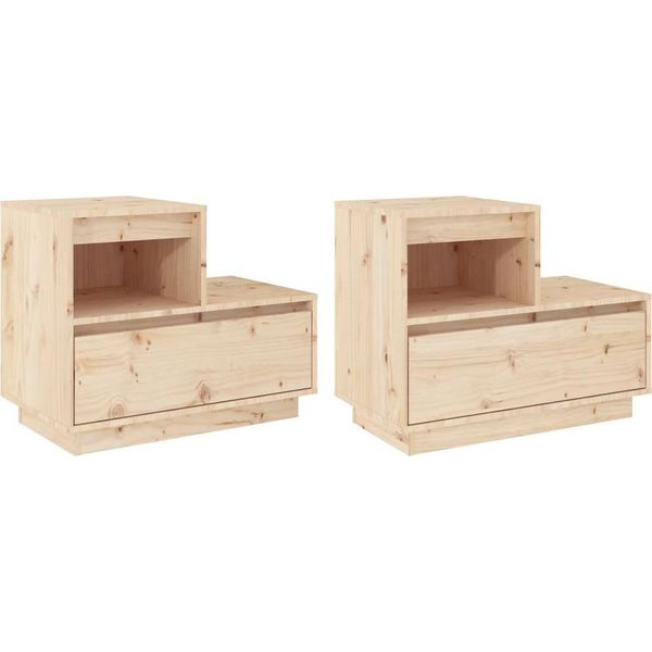 Syfax™ Comodini 2 Pz 60X34X51 Cm In Legno Massello Di Pino-image