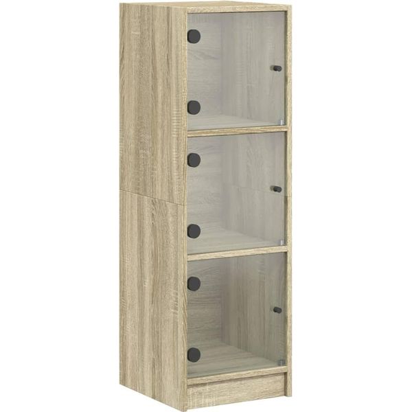 Syfax™ Credenza Con Ante In Vetro Rovere Sonoma 35X37X109 Cm-image