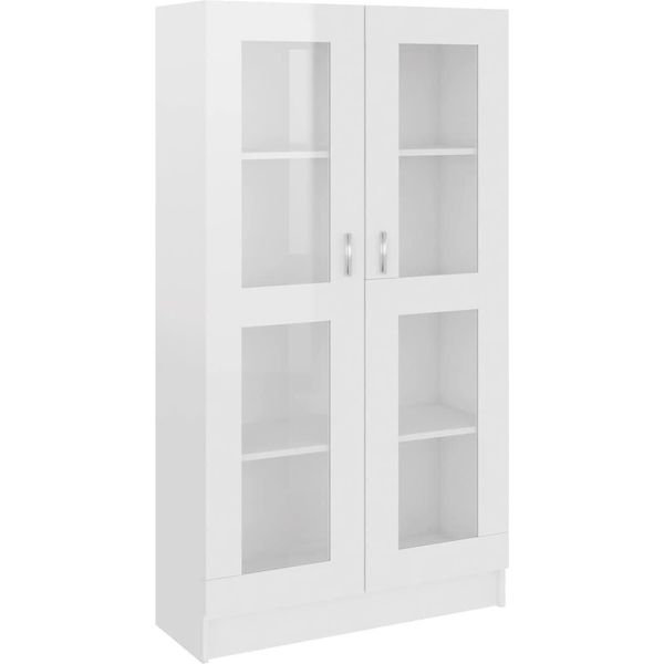Syfax™ Armadietto Vetrina Bianco Lucido 82,5X30,5X150 Cm Multistrato-image