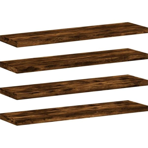 Syfax™ Mensole Parete 4Pz Rovere Fumo 40X10X1,5 Cm Legno Multistrato-image
