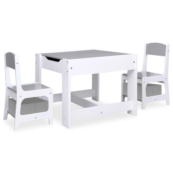 Syfax™ Tavolo Per Bambini Con 2 Sedie Bianco In Mdf-image