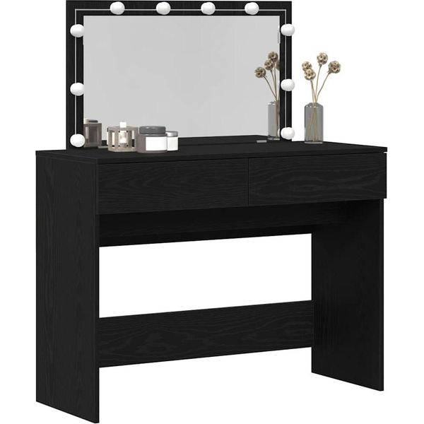 Syfax™ Tavolo Da Trucco Con Cassetto Rovere Nero 100 X 40 X 120 Cm-image