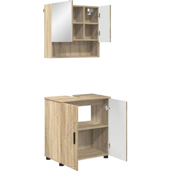 Syfax™ Set Di Mobili Per Il Bagno Con Porta 2 Pcs Rovere Sonoma-image