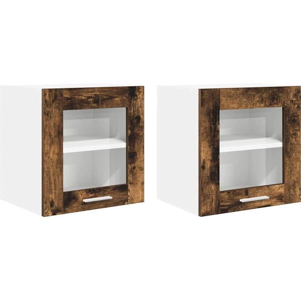 Syfax™ Armadio Pensile Con Porta 2 Pcs Rovere Fumé 40 X 31 X 40 Cm-image