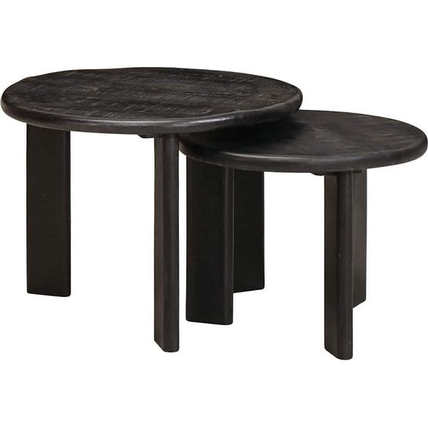 Syfax™ Tavoli Da Caffè Nido 2 Pcs Bianco Legno Di Mango Massello-image