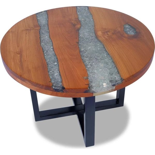 Syfax™ Tavolino Da Salotto In Legno Di Teak E Resina 60 Cm-image