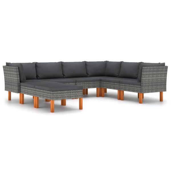 Syfax™ Set Divani Da Giardino 8 Pz Con Cuscini In Polyrattan Grigio-image
