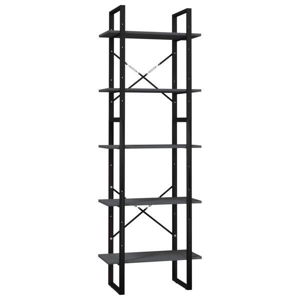 Syfax™ Libreria A 5 Ripiani Grigia 60X30X175 Cm In Legno Di Pino-image