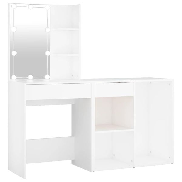 Syfax™ Toeletta Con Led E Armadietto Bianco In Legno Multistrato-image