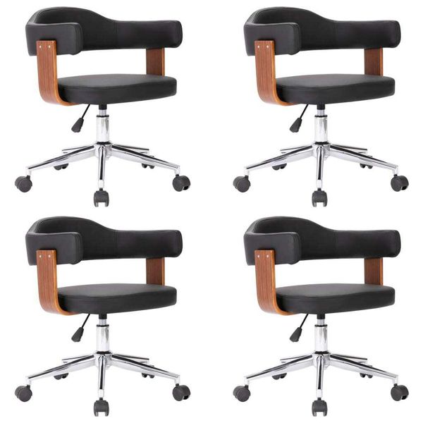 Syfax™ Sedie Da Pranzo Girevoli 4Pz Nere In Legno Curvato E Pelle Finta-image