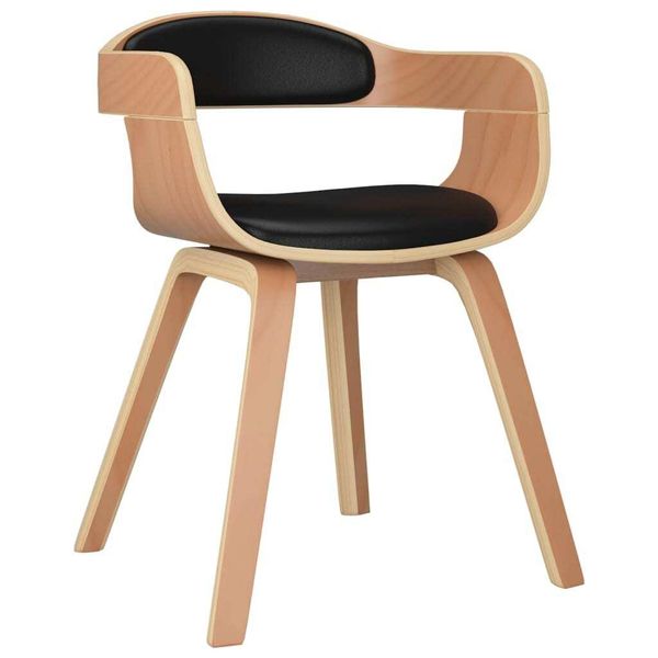 Syfax™ Sedia Da Pranzo Nera In Legno Curvato E Pelle Finta-image