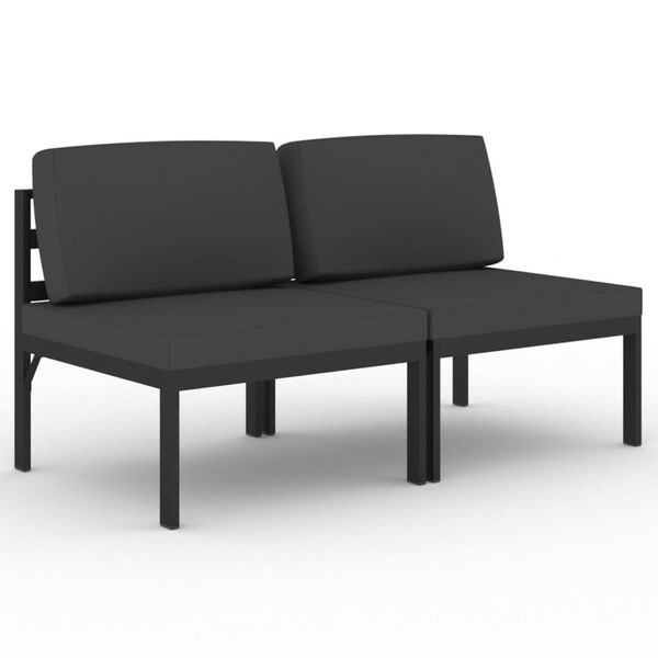 Syfax™ Divano Da Giardino A 2 Posti Con Cuscini In Alluminio Antracite-image