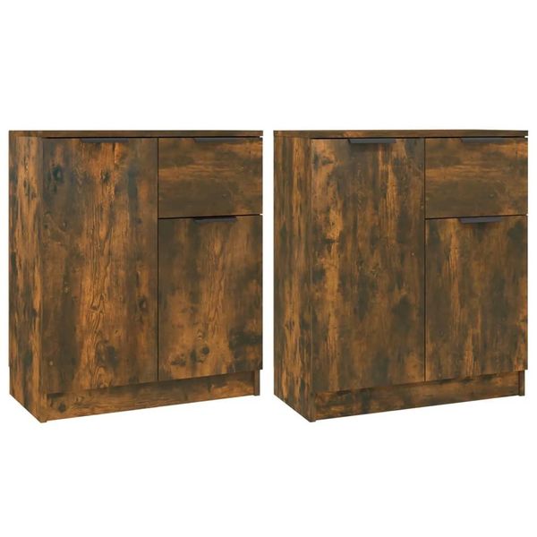 Syfax™ Credenze 2 Pz Rovere Fumo 60X30X70 Cm In Legno Multistrato-image