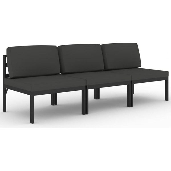 Syfax™ Divano Da Giardino A 3 Posti Con Cuscini In Alluminio Antracite-image