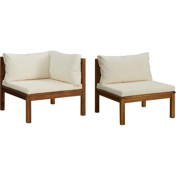 Syfax™ Set Divani Da Giardino 2 Pz Con Cuscini Bianco Crema In Acacia-image