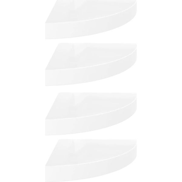 Syfax™ Mensole Angolari Sospese 4 Pz Bianco Lucido 25X25X3,8 Cm Mdf-image
