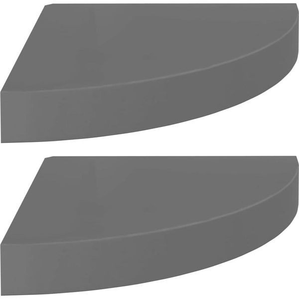 Syfax™ Scaffali Angolari A Parete 2 Pz Grigio Lucido 25X25X3,8 Cm Mdf-image
