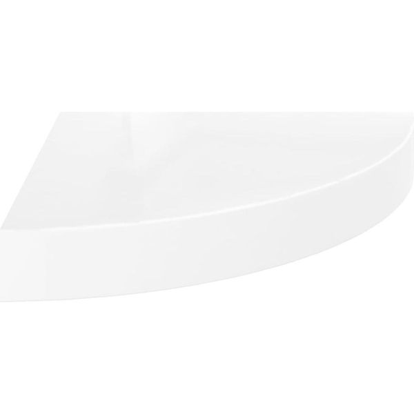 Syfax™ Mensola Angolare Sospesa Bianco Lucido 25X25X3,8 Cm Mdf-image