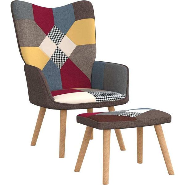 Syfax™ Poltrona Relax Con Poggiapiedi In Tessuto Patchwork-image