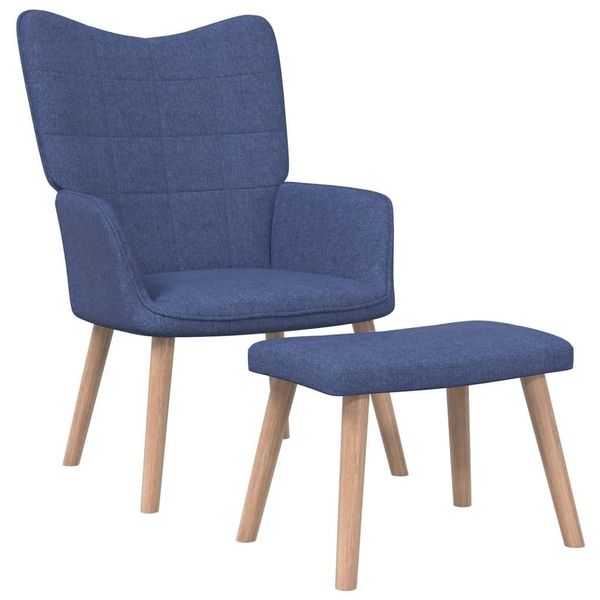 Syfax™ Poltrona Relax Con Poggiapiedi Blu In Tessuto-image