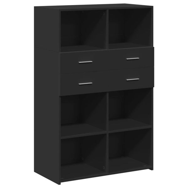 Syfax™ Credenza Nera 80X42,5X124 Cm In Legno Multistrato-image