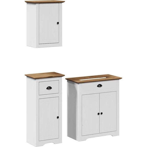 Syfax™ Set Mobili Da Bagno 3 Pz Bodo In Legno Massello Di Pino-image