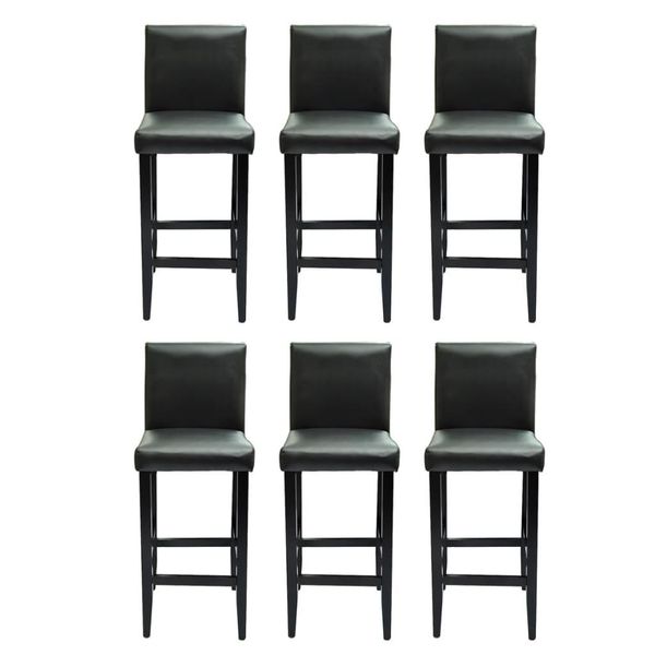 Syfax™ Sgabelli Da Bar 6 Pz Neri In Pelle Finta-image