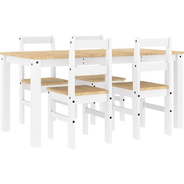 Syfax™ Set Da Pranzo 5 Pz Panama Bianco In Legno Massello Di Pino-image