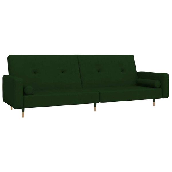 Syfax™ Divano Letto A 2 Posti Con 2 Cuscini Verde Scuro In Velluto-image