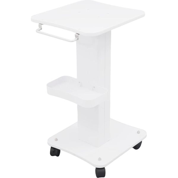 Carrello Da Salone - Carrello Da Parrucchiere - Due Livelli - Ferro - Portata 40 Kg - Dimensioni 35×38×68 Cm - Con Rotelle - Bianco-image