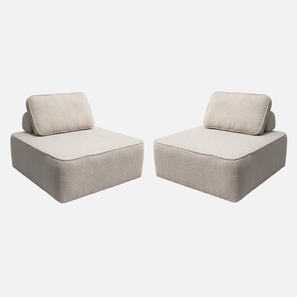 Sweeek - Set Di 2 Poltrone Singole Per Divano Modulare Bouclé - Beige-image