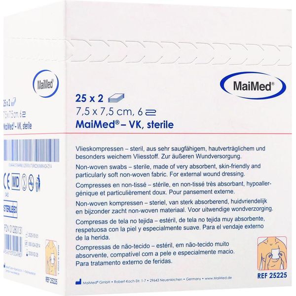 Maimed Compresse In Tessuto Non Tessuto Sterili A 6 Strati 25 X 2 Pezzi 7,5 X 7,5 Cm-image