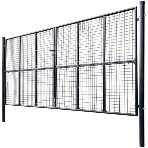 Cancello Da Giardino In Rete Acciaio Zincato 400 X 200 Cm Grigio-image