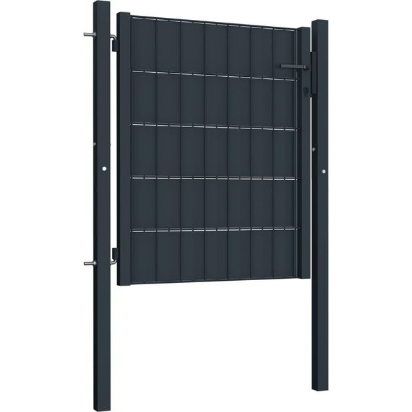 Vidaxl Cancello Di Recinzione In Pvc E Acciaio 100X101 Cm Antracite-image
